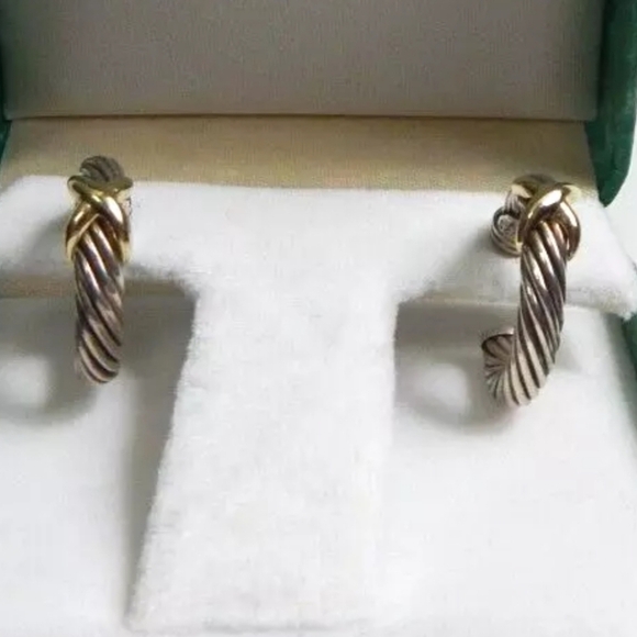 David Yurman Cable Station X Hoop Earrings - Picture 3 of 5